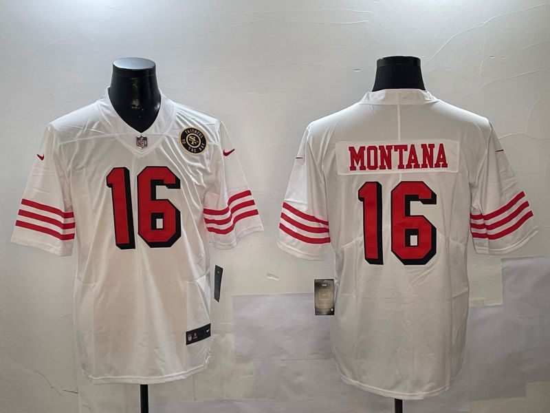 Men San Francisco 49ers #16 Montana White Throwback 2024 Nike Limited NFL Jersey style 01042->san francisco 49ers->NFL Jersey